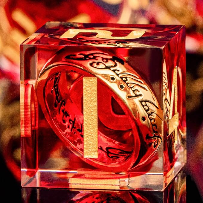 Magic Golden Ring DND Dice Set Sharp Edge Red Resin Dice by ORIFANTOU