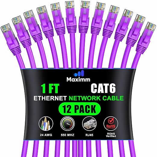 Maximm Cat 6 Ethernet Cable - 1 ft - High-Speed LAN by MaximmCable
