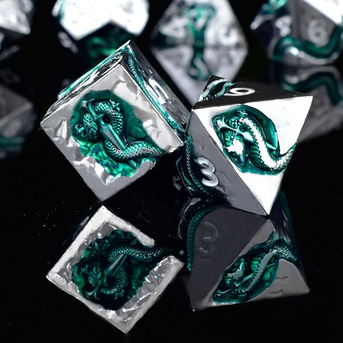 RULE DICE Serpent's Cunning Metal DND Dice Set - Image 2