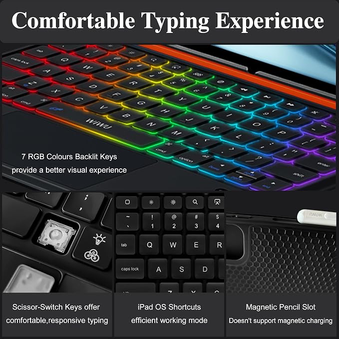 WIWU for iPad Keyboard Case 11 Inch A16 11th /10th Gen 3 in 1 Magnetic - Image 4