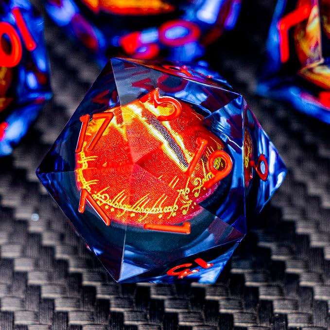 ARUOHHA DND Resin Dice Gazes Eye Dice Blue Red Liquid Core Flaming RPG Sharp by ARUOHHA