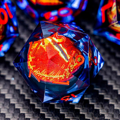ARUOHHA DND Resin Dice Gazes Eye Dice Blue Red Liquid Core Flaming RPG Sharp by ARUOHHA