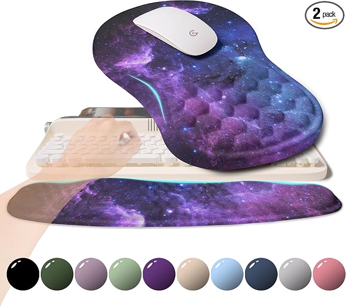 2-in-1 Ergonomic Set, Wave Rise Keyboard Wrist Rest and Massage Bulge Slope by KUOSGM