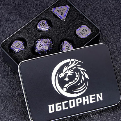 Metal DND Sci-fi Dice Set 7PCS Stripe Polyhedral Dice - Image 7
