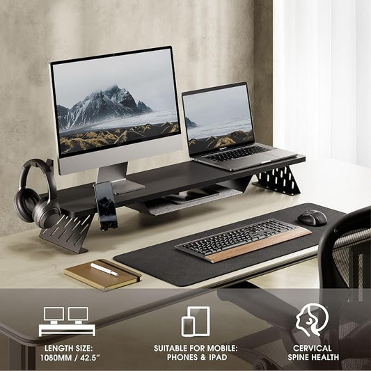 Fenge Dual Monitor Stand, 42.5 Inch Monitor Riser - Image 2