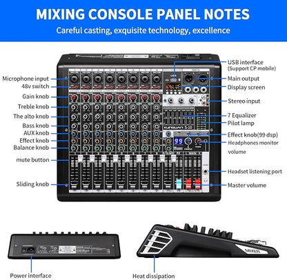 S-10 Audio Mixer 10 channel 8 channel Professional DJ Mixing Console - Image 6