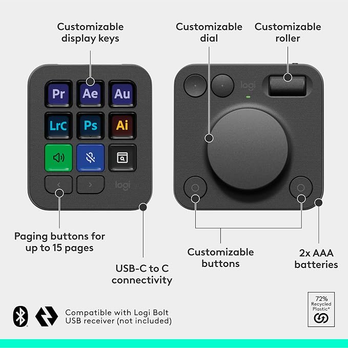 Logitech MX Creative Console, 9 Customizable LCD Keys, Stream Deck Accessories - Image 7