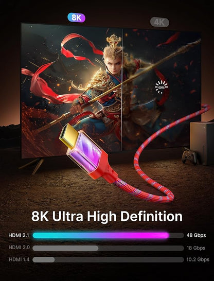 JSAUX 10K 8K HDMI to HDMI Cable 2.1 2 Pack 3ft/1m, 48Gbps Ultra High Speed - Image 2