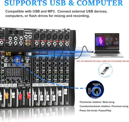 Audio Mixer 12 Channel Professional Mixer Console - Image 6
