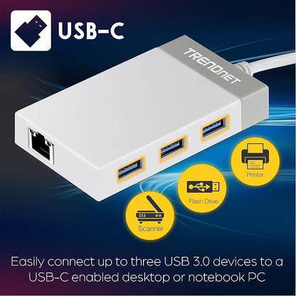 TRENDnet USB C to Ethernet Gigabit Adapter, Compact USB Type C Hub, 3 x USB 3.0 - Image 7