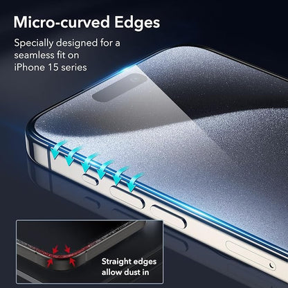 ESR 3 Pack for iPhone 15 Pro Max Screen Protector, Full Coverage Tempered Glass - Image 4