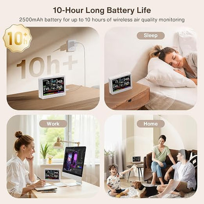 Professional 16 in 1 Air Quality Monitor Indoor 10h Battery & 5.5" Display 9 - Image 2