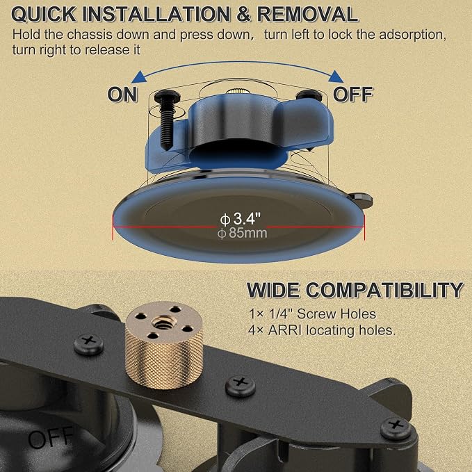 MINIFOCUS Dual Suction Cup Mount, Twist-Lock Dual Suction Cup Base - Image 6