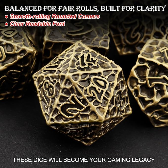 Haxtec Metal DND Dice Set Polyhedral D&D Dice Compatible - Image 2