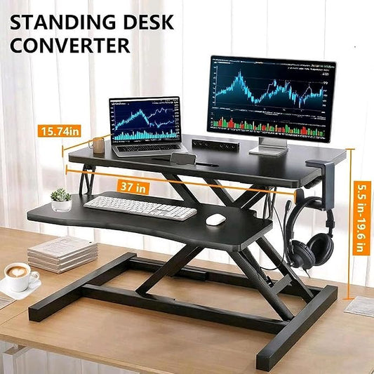 37-inch Standing Desk Converter, Height Adjustable Sit to Stand Up Workstation - Image 2