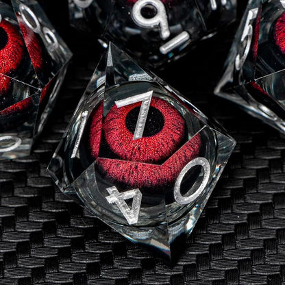 ARUOHHA DND Resin Dice Dragon Eye Dice Liquid Core Red Sharp Edged Dice Set - Image 5
