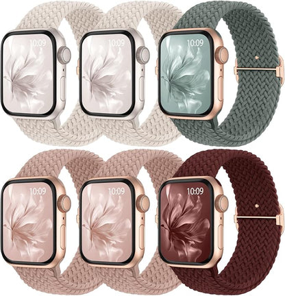6 Pack Braided Stretchy Bands Compatible by KnossenWatchBand