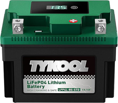 TYKOOL YTX4L-BS YTZ5S Lithium LiFePO4 Motorcycle Battery, 2X Cranking Amps 140A by TYKOOL