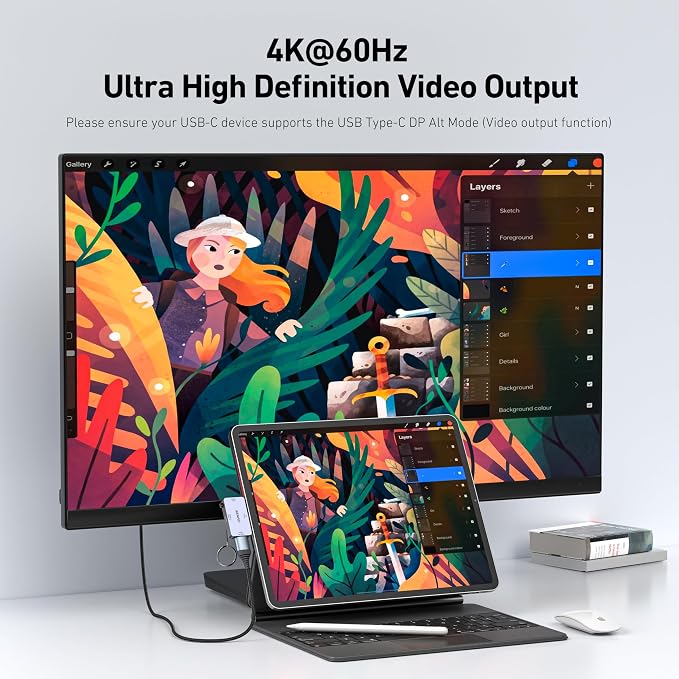 BENFEI USB C Hub 3-in-1, Super Compact, USB-C to HDMI 4K@60Hz, 10Gbps USB-A - Image 4
