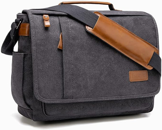 ESTARER 13-14 Inch Laptop Messenger Bag Water-Resistant Canvas Shoulder Bag by ESTARER