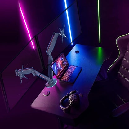 AVLT Dual 27”-43” RGB Gaming Monitor Arm Desk Mount Built-in 20 Lighting Modes - Image 8