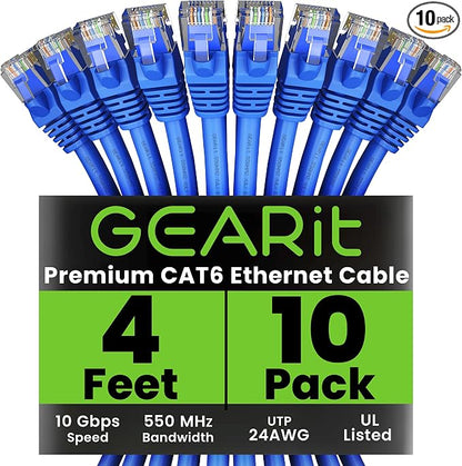 GearIT Cat 6 Ethernet Cable Cat6 Network Patch, Snagless Cord, Internet by GEARit