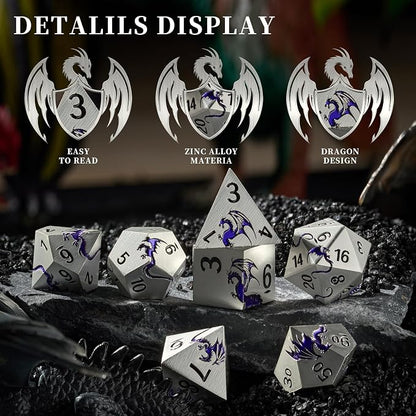 Purple Dragon Metal Dice HNCCESG 7 Piece Heavy Metallic D&D Dice Set - Image 4