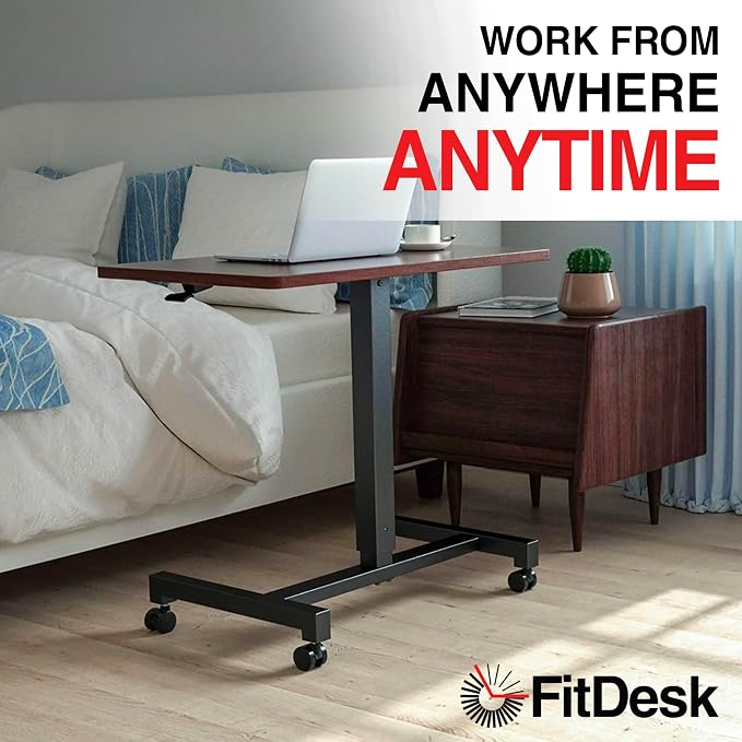 FitDesk Portable Laptop Desk, Rolling Standing Workstation Adjustable Height - Image 5