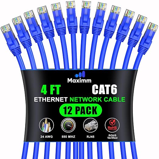 Maximm Cat 6 Ethernet Cable 4 Ft, Cat6 Cable, LAN Cable, Internet Cable by MaximmCable