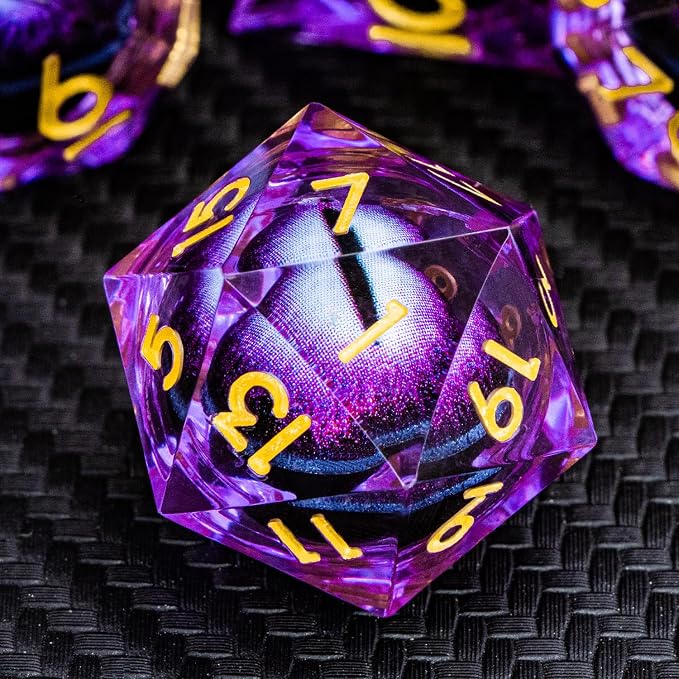 ARUOHHA DND Resin Dice Dragon Eye Dice Liquid Core Purple Sharp Edged Dice Set by ARUOHHA