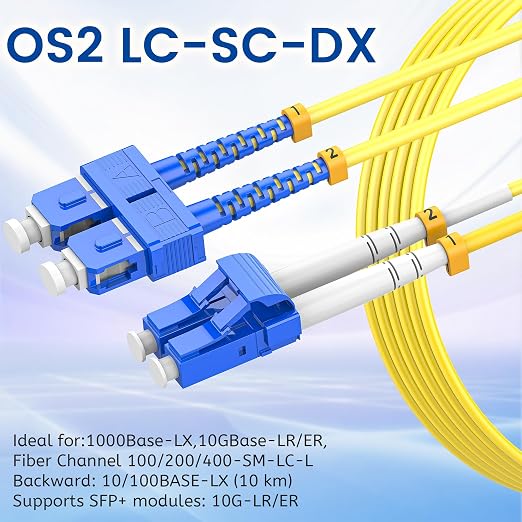SpeedyCables- OS2 LC to SC Fiber Patch Cable 3M/10ft, 1G/10G 9/125um Single - Image 3