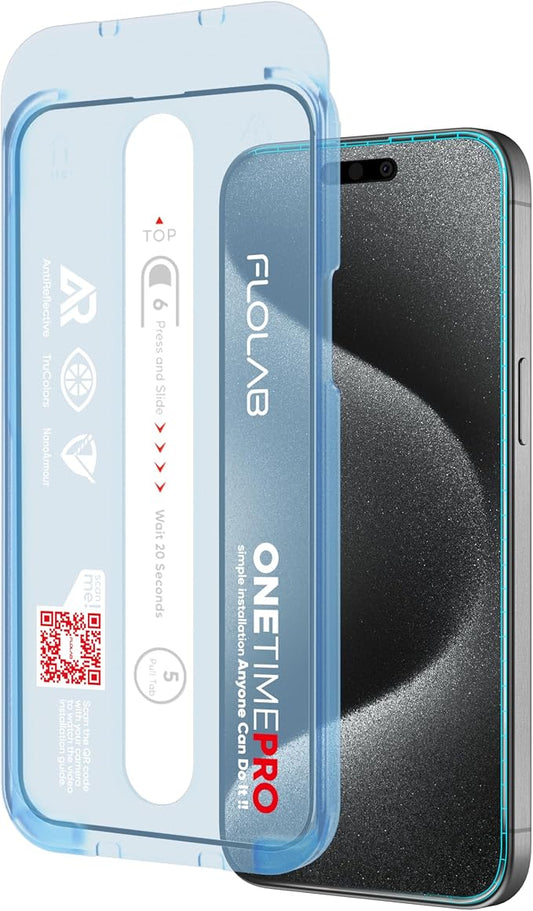 FLOLAB NanoArmour ONETIME PRO for iPhone 15 Plus Screen Protector, by Flolab