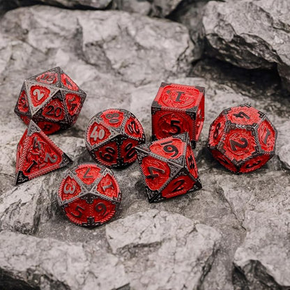 PJOY Metal DND Dice Set D&D Dragon Dice Black Red - Image 2