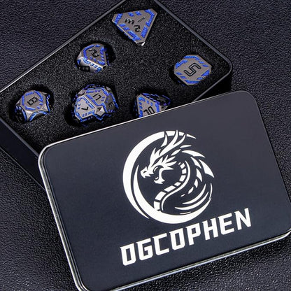Metal DND Sci-fi Dice Set 7PCS Stripe Polyhedral Dice - Image 7