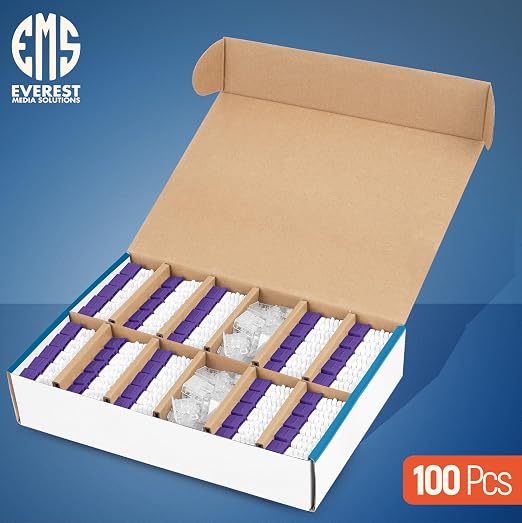 Everest 90° Angled RJ45 Cat6 Keystone Jacks 100-Pack in Purple - Image 2