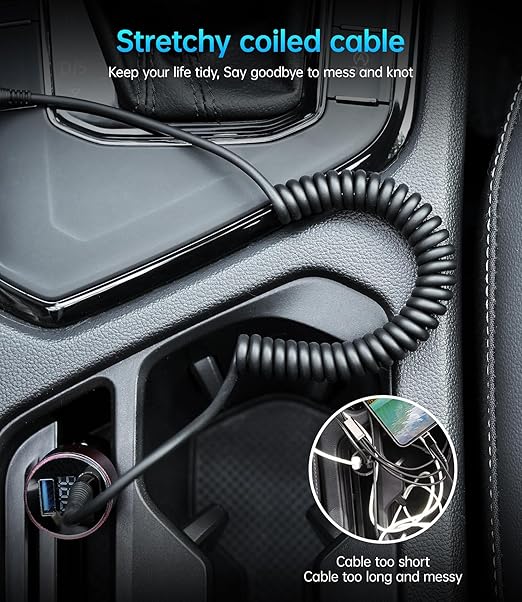 USB C to C Cable for Car 3FT&5FT, 100W Coiled USB C Fast Charging Cable for - Image 5