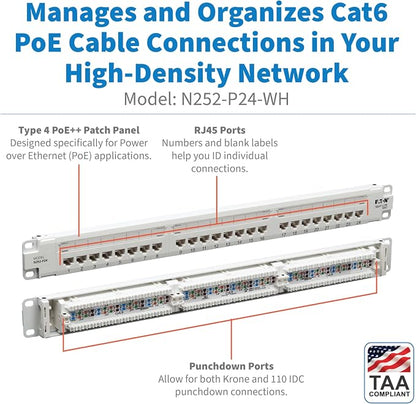 Tripp Lite Series 24-Port Patch Panel 1U Rack Mount, Cat6 RJ45 Ethernet - Image 2
