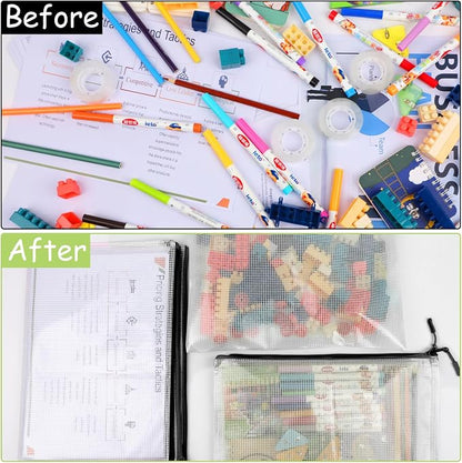 24pcs Mesh Zipper Pouches, A3 Size Waterproof Black Zipper Bags, - Image 6