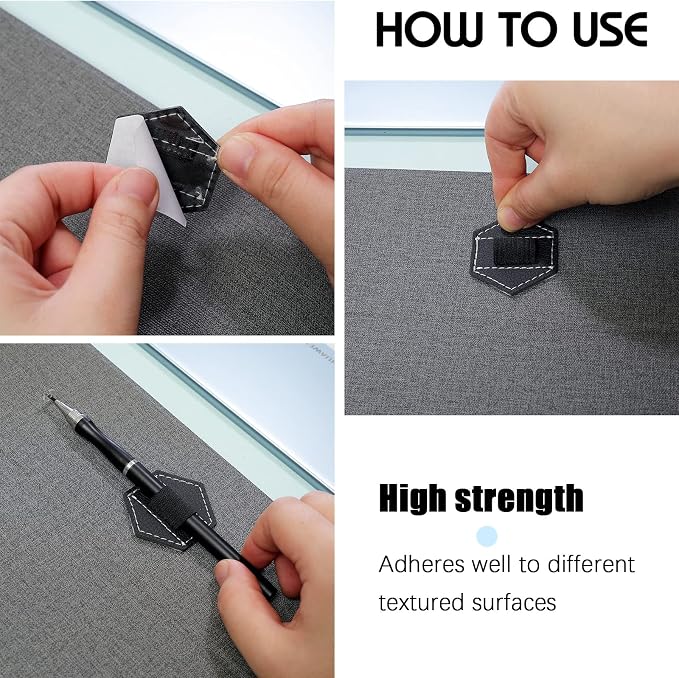 Pajean 10 Pieces Notebook Pen Loop Holder Self Adhesive Leather Pen Holder - Image 4