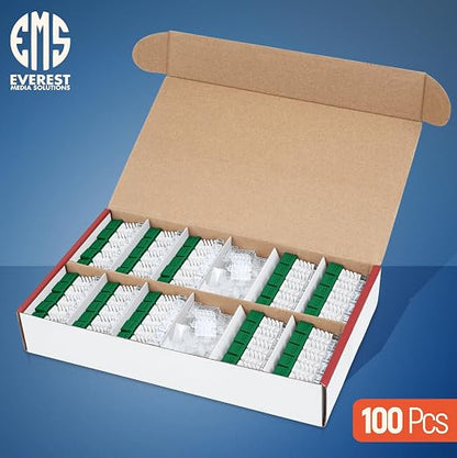 Everest 45° Angled RJ45 Cat6 Keystone Jacks 100-Pack in Green - Image 2
