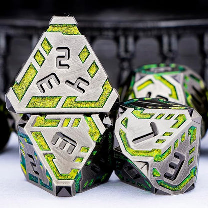 Metal DND Sci-fi Dice Set 7PCS Stripe Polyhedral Dice - Image 5