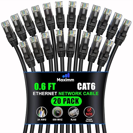 Maximm Cat 6 Ethernet Cable 0.6 ft by MaximmCable