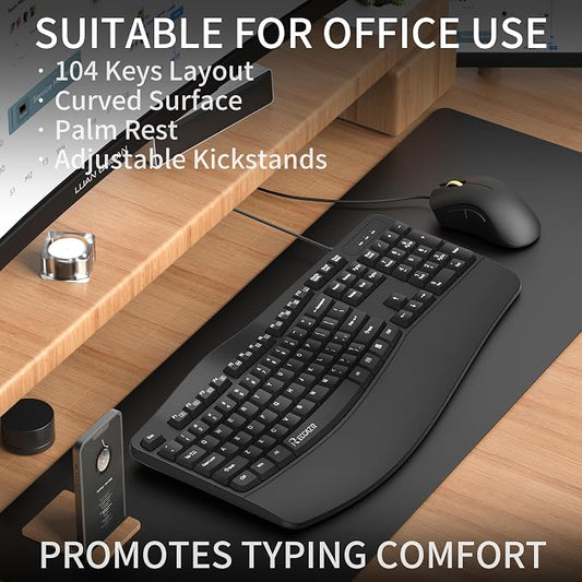 Ergonomic Keyboard, Wired Computer USB Keyboard - Image 2