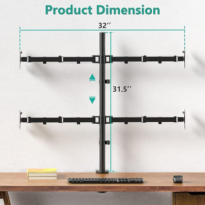 WALI Quad Monitor Desk Mount, 4 Monitor Stand Fits Heavy Duty Computer Screen - Image 5