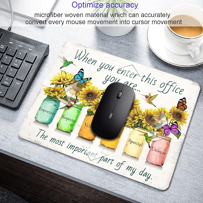 Sunflower and Butterfly Mouse pad Personalized Inspirational Designs Computer - Image 3