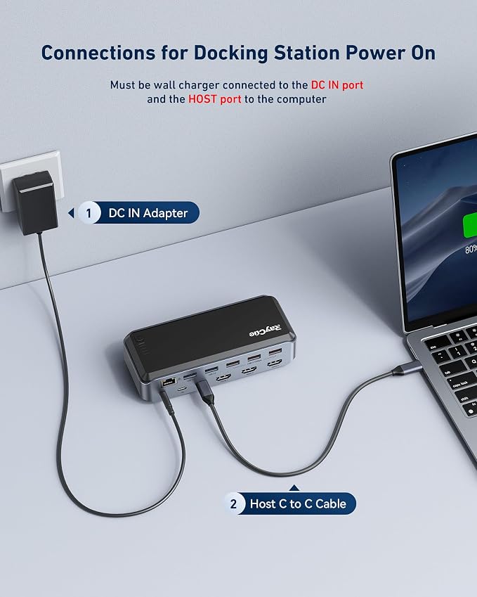 USB C Docking Station Triple Monitor, Raycue 15 IN1 MacBook Pro Docking Station - Image 4