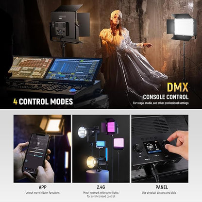 NEEWER 150W Bi Color LED Panel Video Light Kit, 1440 LEDs 49500Lux@0.5m - Image 6