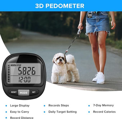 3D Pedometer Step Counter for Walking and Miles, Simple Step Tracker - Image 3