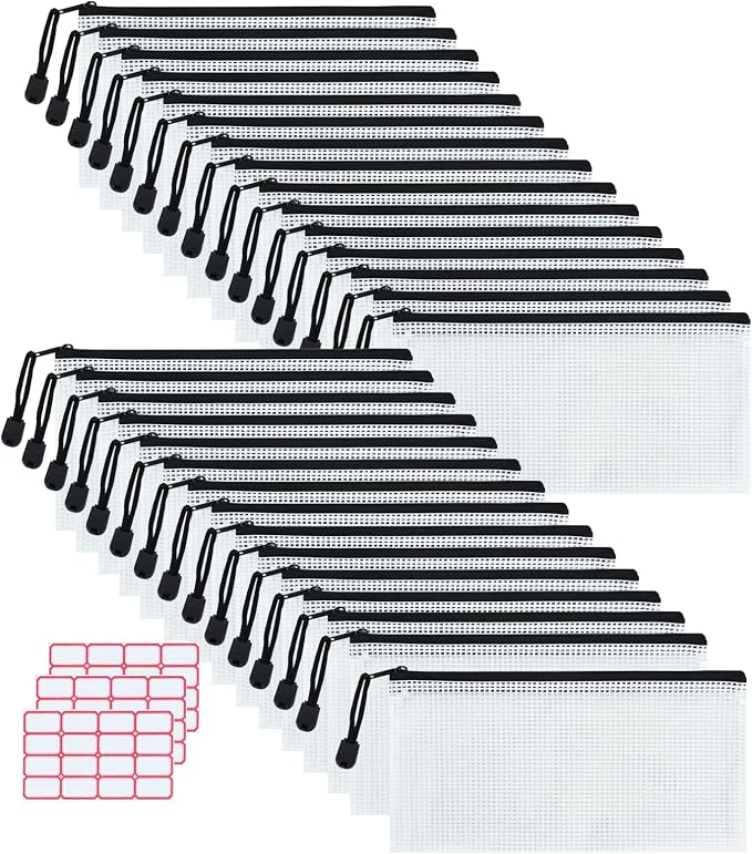 Vuzvuv 30pcs 9.1"x 4.5" Mesh Zipper Pouch Zipper Bags, Zipper Case Pouch Bulk by Vuzvuv