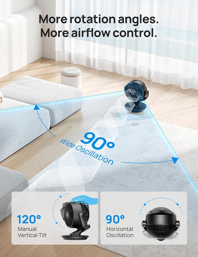 Dreo Fan for Bedroom, 13-Inch Oscillating Table Air Circulator Fan for Whole - Image 5